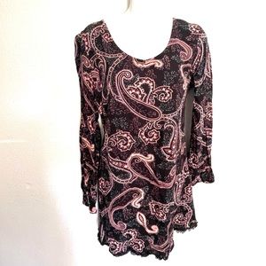 CLEARANCE /Make an offer! EXHILARATION Paisley print tunic dress blouse -XL